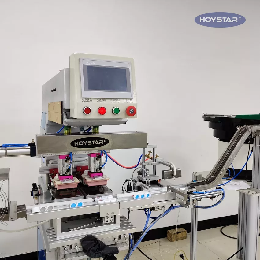 Máquina automática de impressão de tampas de garrafa de 2 cores