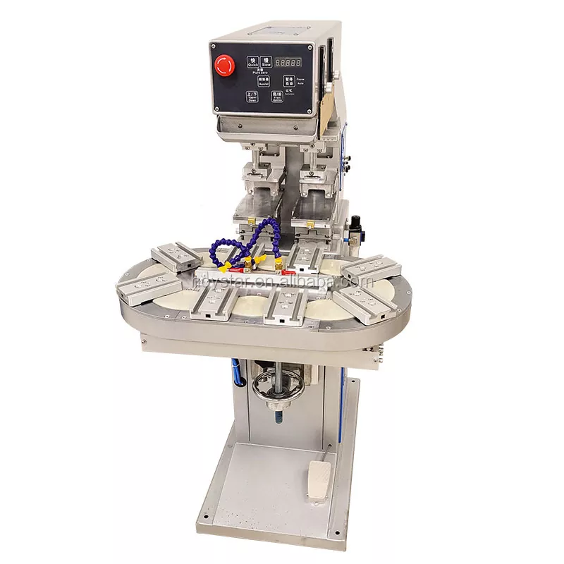 Máquina de impressão de almofada de mesa rotativa de duas cores